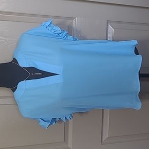 NWT New york & Company sky blue ruffle sleeve tank top size medium petite